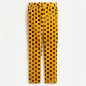 J. Crew Mustard and Black Butterfly Patterned Straight Leg Corduroy Pants